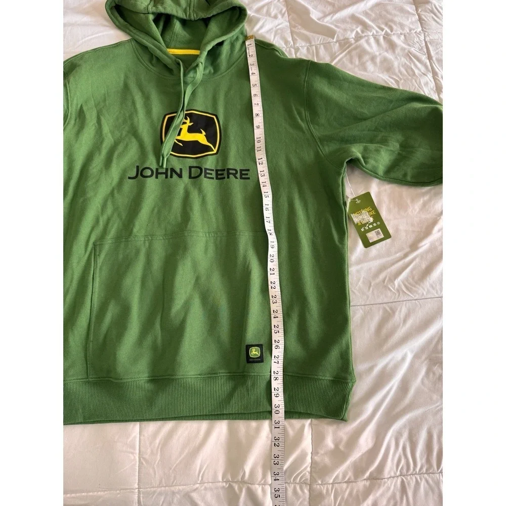 New JOHN DEERE Hoodie Size Large Big Logo Green Yellow Workwear Sweatshirt